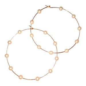 Big Pearl Accent Gold Hoops Thin Oversized Hoop Statement Earrings Bohemian Boho